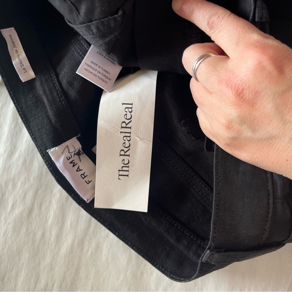 Frame Denim Sleek Shiny Le Skinny de Jeanne Black Skinny Jeans - Picture 7 of 11